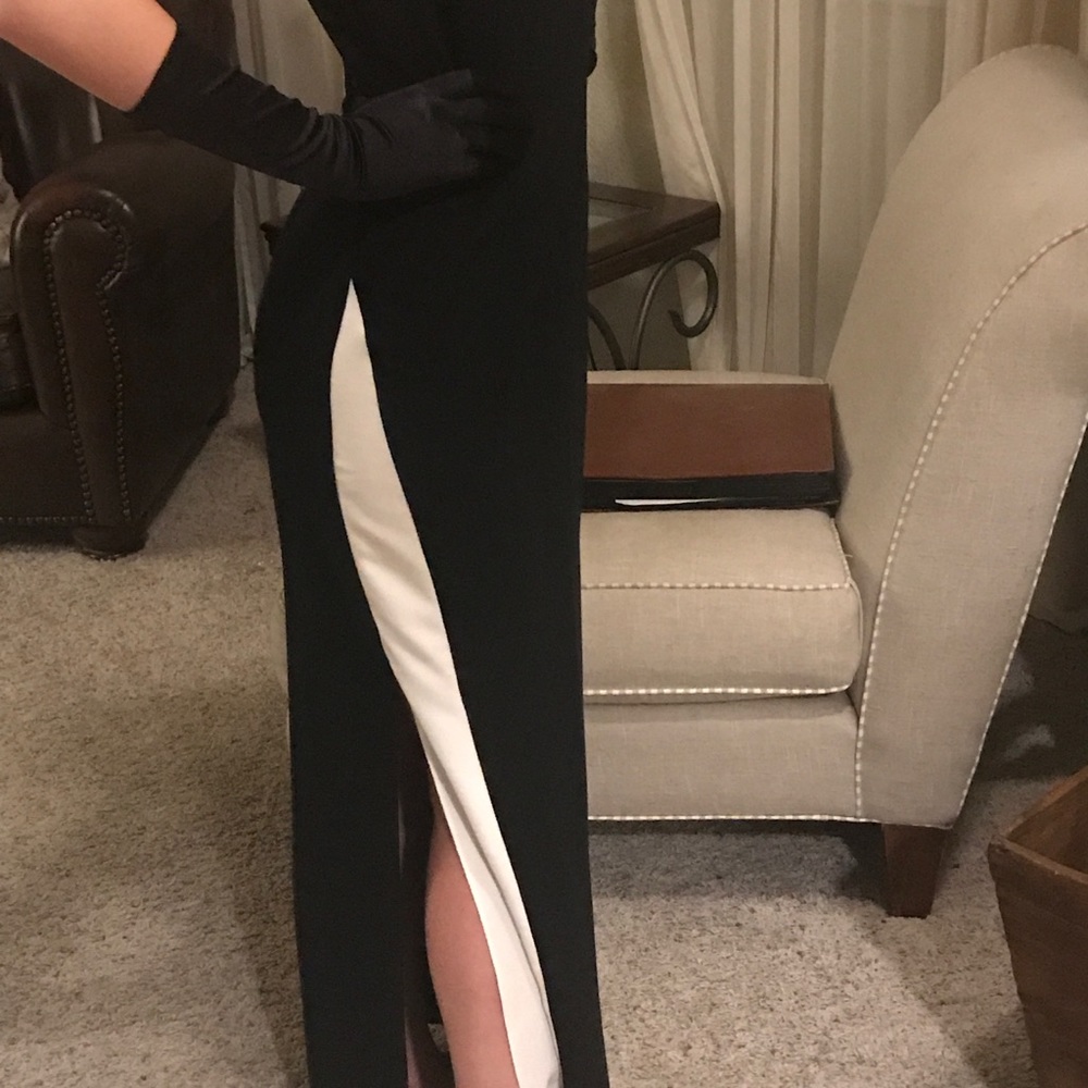 Long formal black & white dress